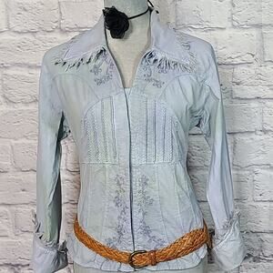 Reworked vintage embroidered boho blouse